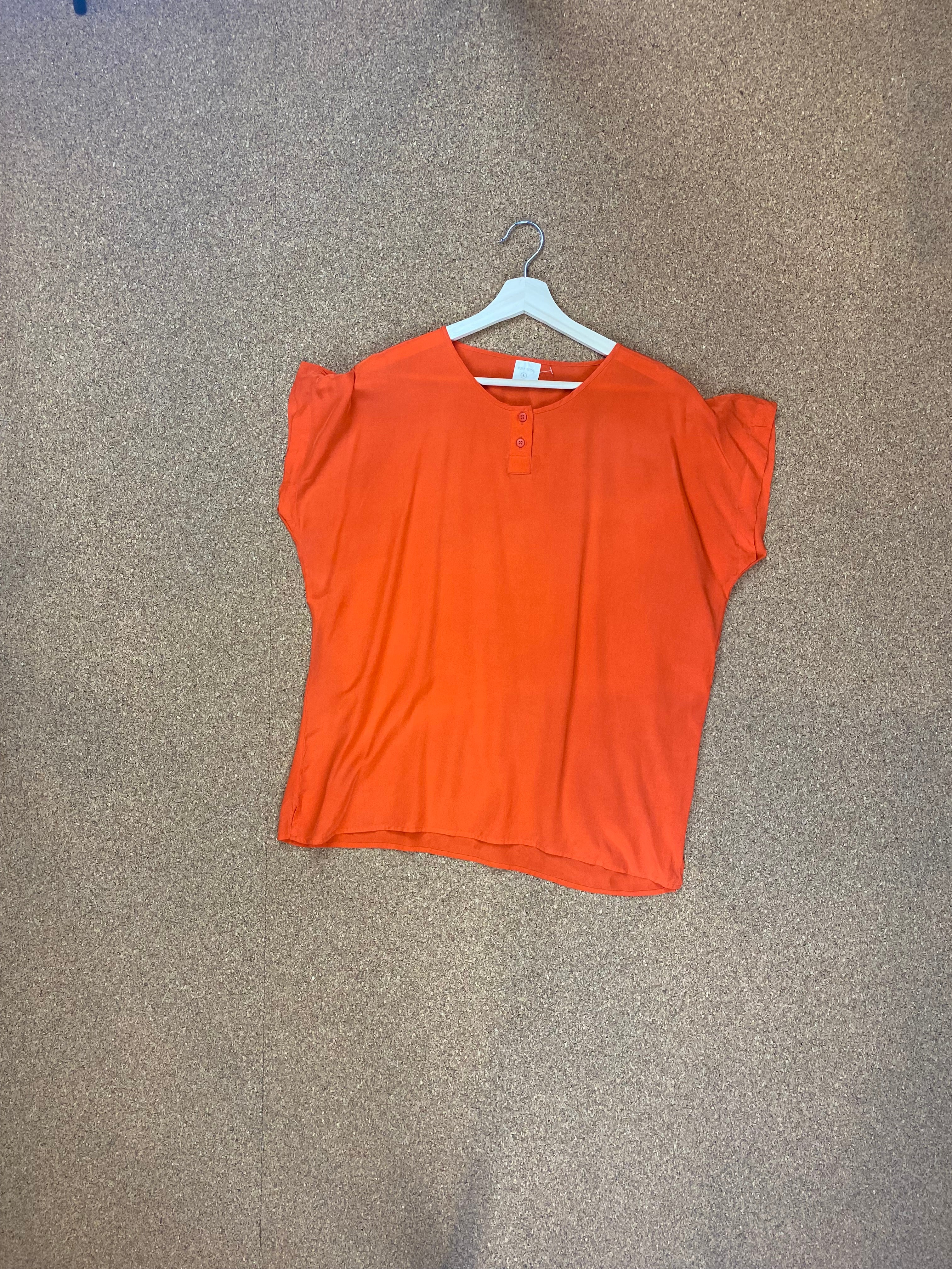 Orange Silk top Women's size L