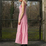 Load image into Gallery viewer, Paula Gingham Knitted Midi Dress - Hot Pink
