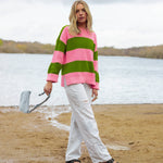 Load image into Gallery viewer, Rhiannon Recycled Cotton Mix Stripe Summer Jumper - Pink

