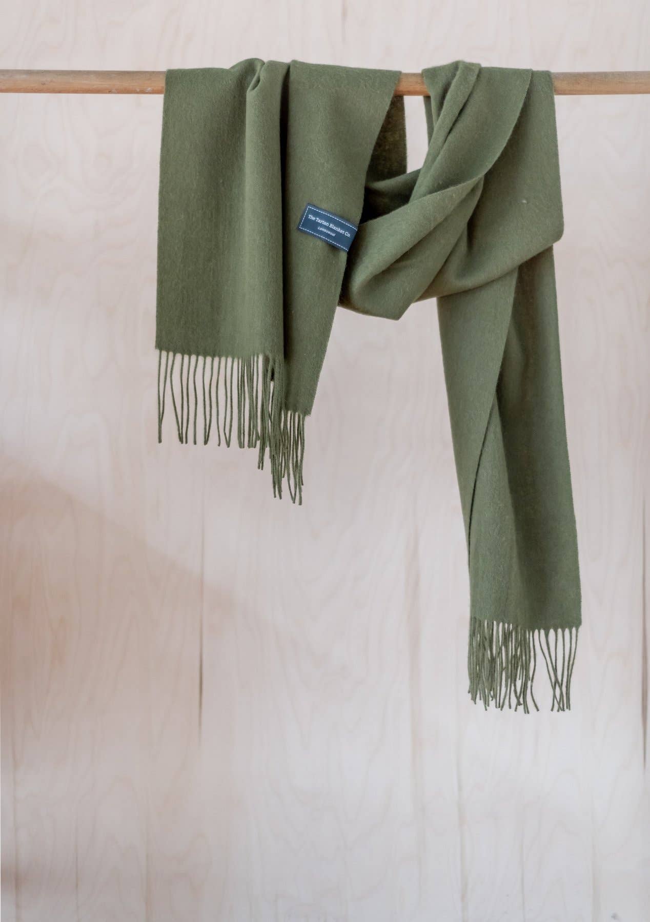 Lambswool Oversized Scarf in Olive