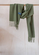Load image into Gallery viewer, Lambswool Oversized Scarf in Olive
