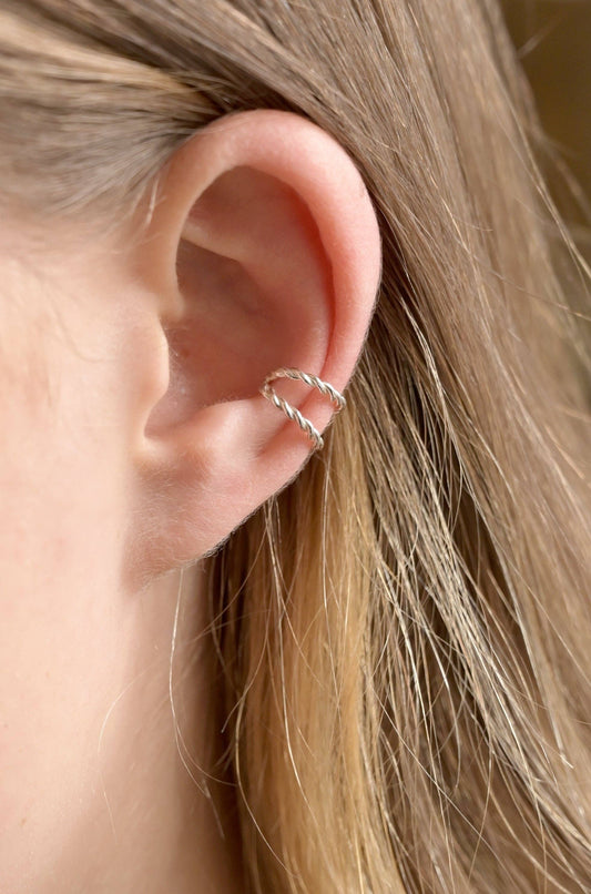 Silver Twisted Double Ear Cuff