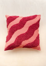 Load image into Gallery viewer, Textured Magenta Wave Cotton Cushion Cover
